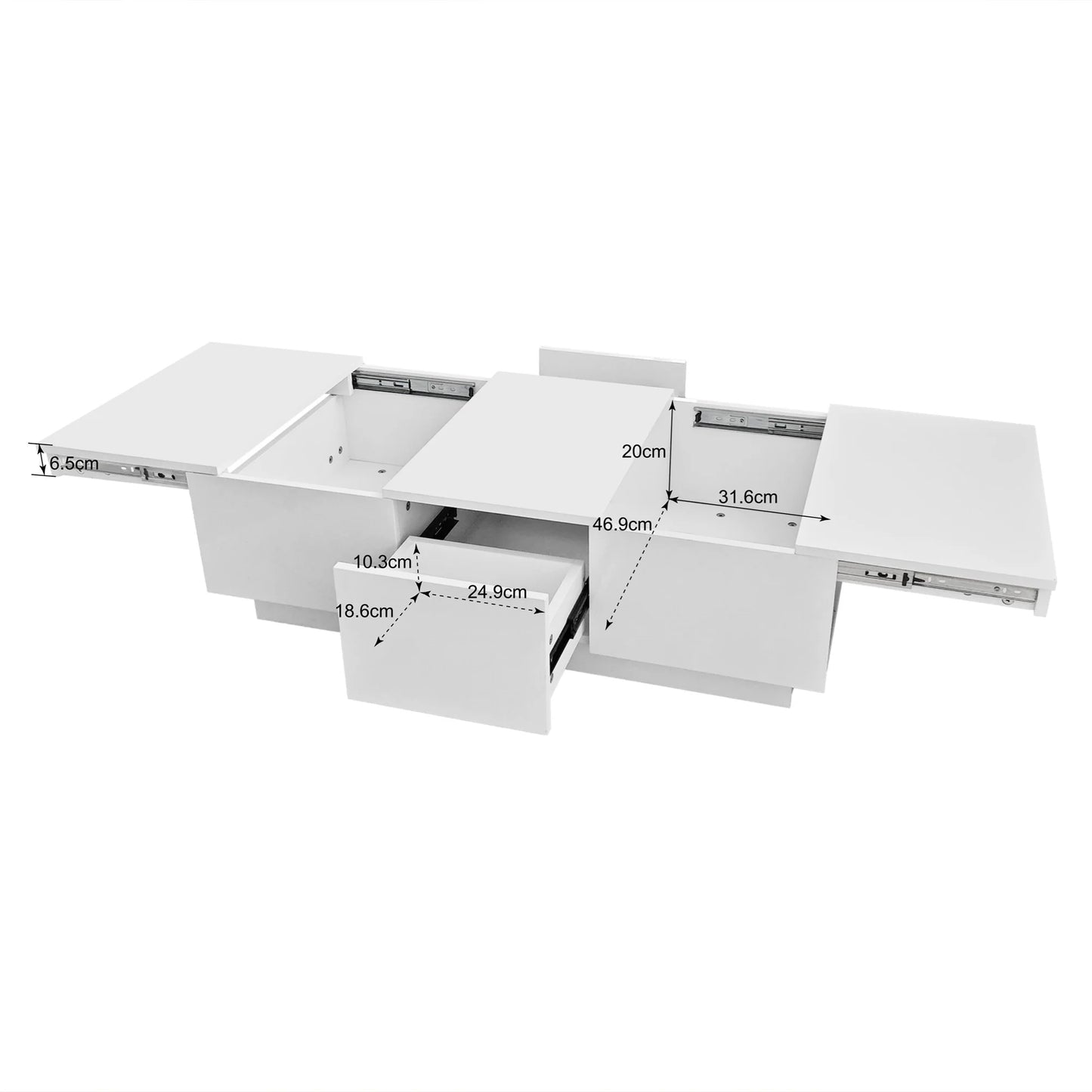 Coffee table 100x50x31 cm High Gloss Rectangular living room Table Push Pull storage Structure Double Sided Push