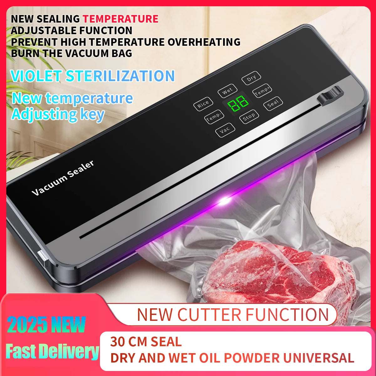 SZUK Electric Food Vacuum Sealer Dry Wet Food Packaging Seal Built in Cutter Kitchen Food Storage Seal Vacuum Packaging machine