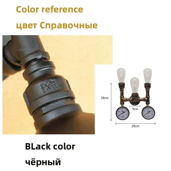 American retro industrial style E27 Edison wall lamp Steampunk tube restaurant stair aisle corridor cafe wall light Sconces bra