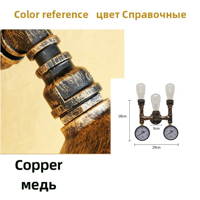 American retro industrial style E27 Edison wall lamp Steampunk tube restaurant stair aisle corridor cafe wall light Sconces bra