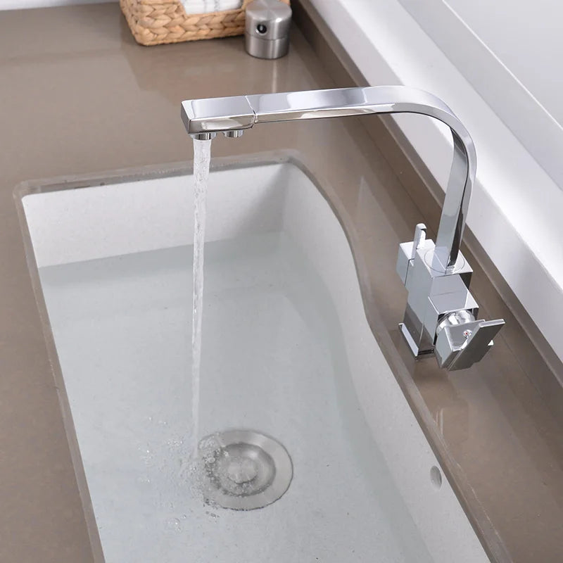 ROVATE Filter Kitchen Faucet Deck Mounted, Single Hole Drinking Water Faucet Hot and cold Pure Water Sinks Mixer Tap Chrome