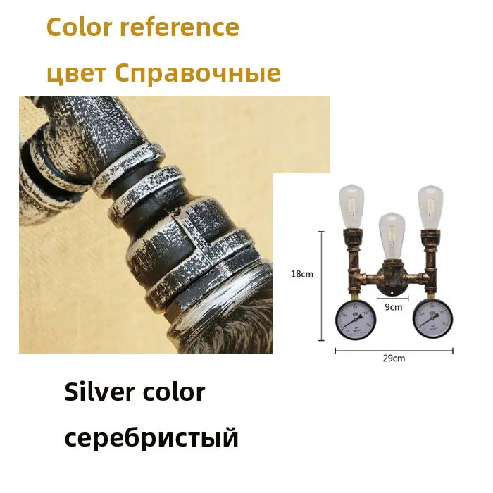 American retro industrial style E27 Edison wall lamp Steampunk tube restaurant stair aisle corridor cafe wall light Sconces bra