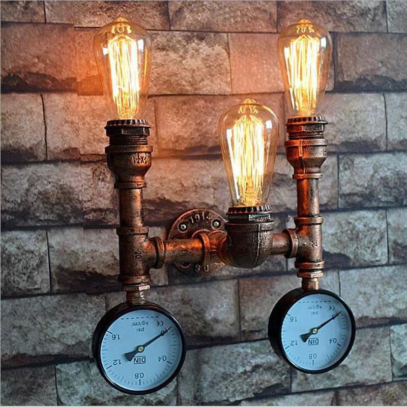American retro industrial style E27 Edison wall lamp Steampunk tube restaurant stair aisle corridor cafe wall light Sconces bra