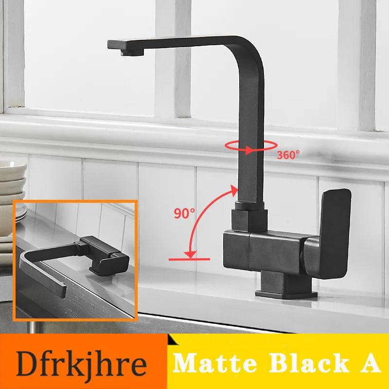 Kitchen Rotating Faucet Folding Down Hot Cold Water Inner window Faucet Black Low Window Kitchen Mixer Faucet Single Handle Tap