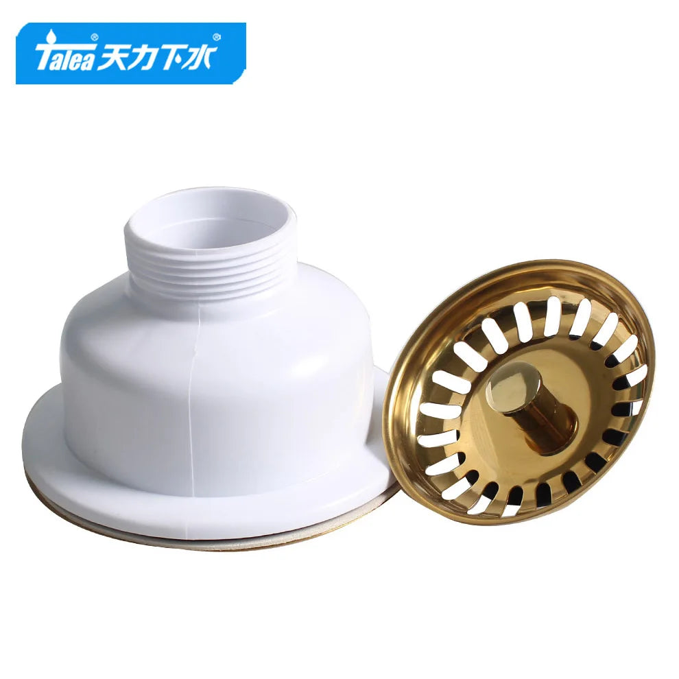 Talea Drain Sink Strainer 114mm Steel Ball Bowl Body Downcomer Gold Plated PVD Material Sink Accessories XK223C034
