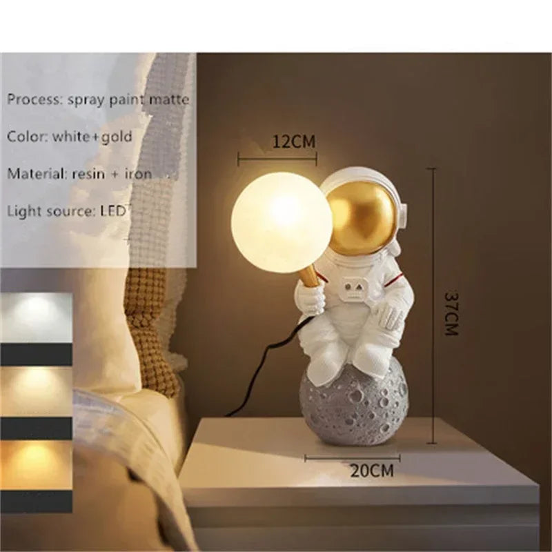 Nordic Astronaut LED Wall Lamp Table Children's Room Bedroom Bedside Living Lighting, Boys' Planet Night