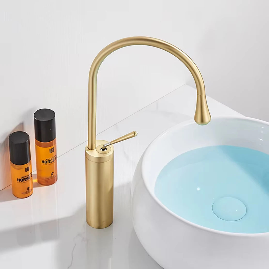 Suguword Basin Faucet Hot&Cold Water Mixer Tap Brass Deck Mounted Crane Kitchen Basin Sink Tap Mixer Single Handle Bathroom Tap