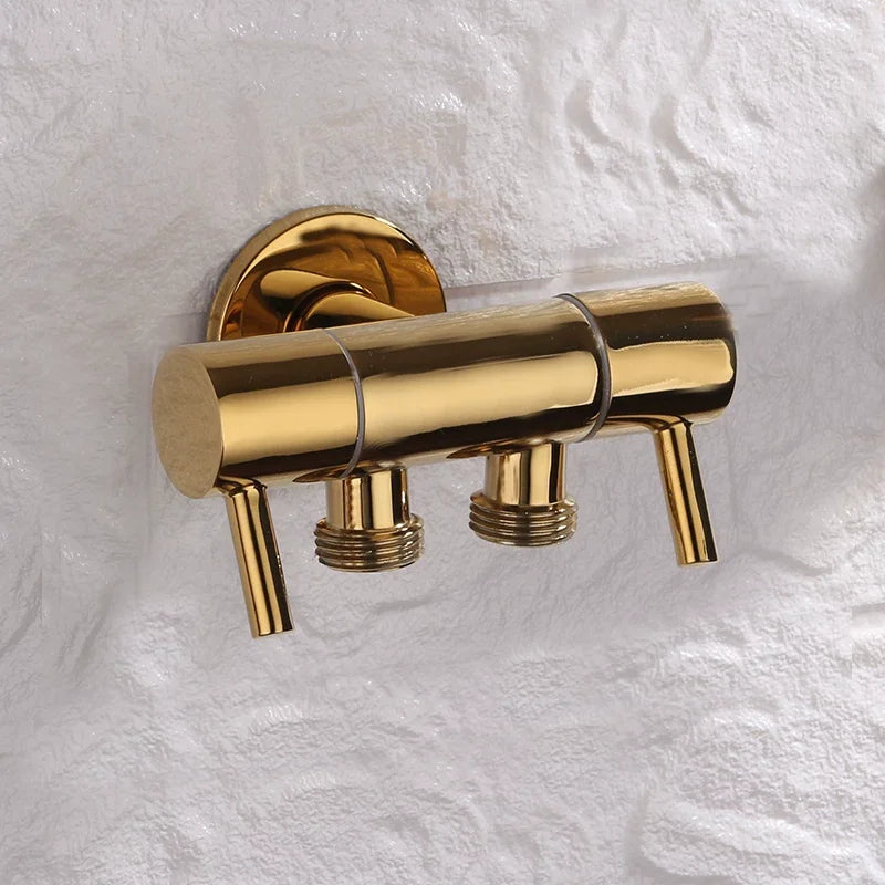 gunmetal gray Brass single inlet double outlet double control bidet valve Bathroom Accessories Three way Angle Valve BD234