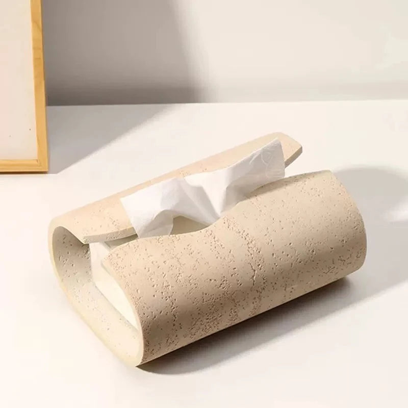 Vintage Cave Stone Tissue Box Resin Coffee Table Napkin Paper Organizer Box Bathroom Living Room Decoration