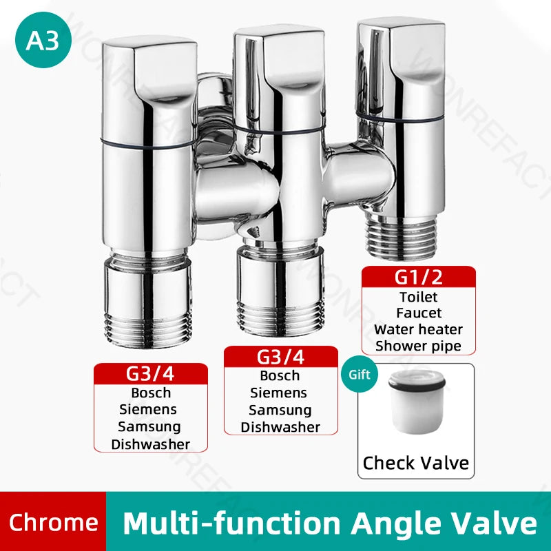 G1/2 Multi Function Washing Machine Faucet Brass Water Stop Quick Opening Angle Valve Wall Mounted Bathroom Tool Accessories