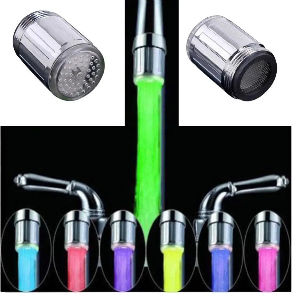1~5PCS Luminous Light-up LED Water Faucet Shower Tap Basin Water Nozzle Bathroom Kitchen Heater Faucets thermostat Blue 3Color 7