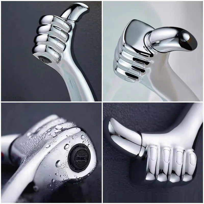 Modern Design Bathroom Sink Faucet Thumbs Bathroom Faucet Brass Mixer Basin Faucet Single Hole Deck Mounted Washbasin Water Taps