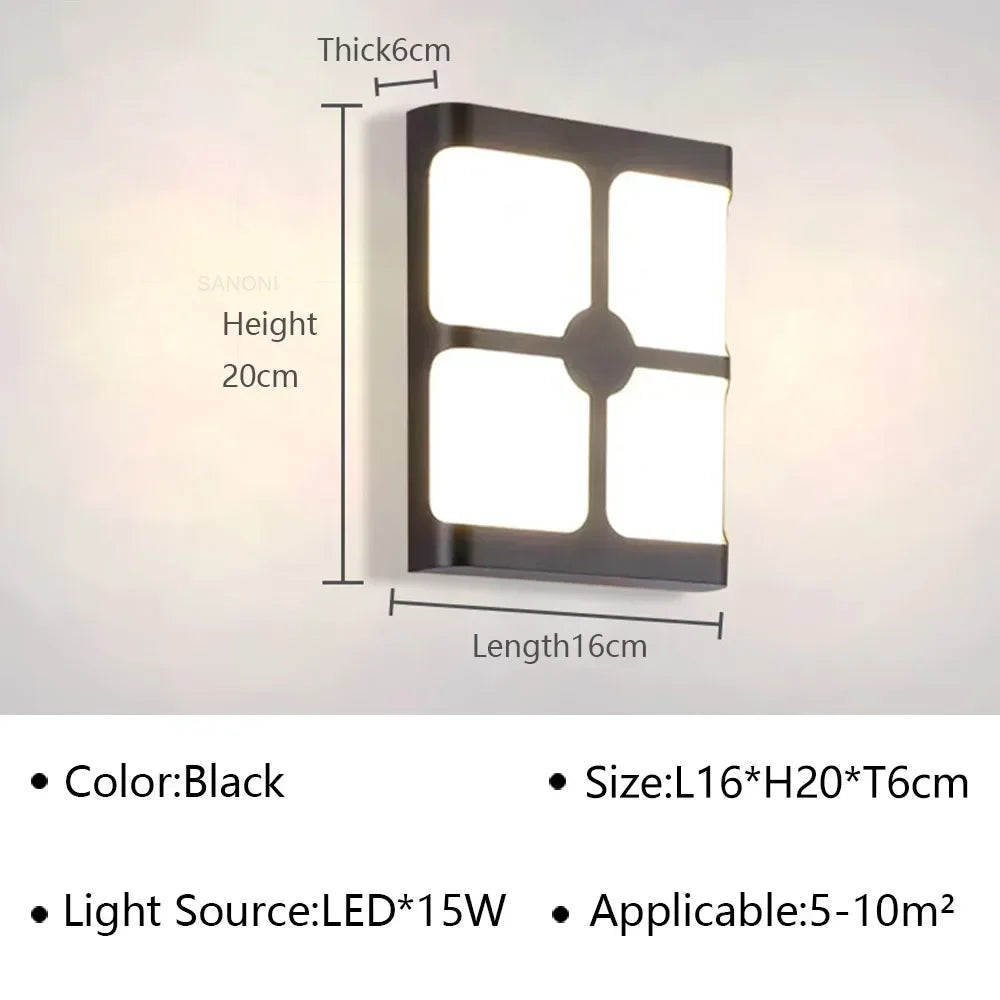 Modern LED Outdoor Wall Lamp for Garden Aisle Balcony Entryway Outdoor Waterproof IP65 Sconce Lighting Fixture Luster