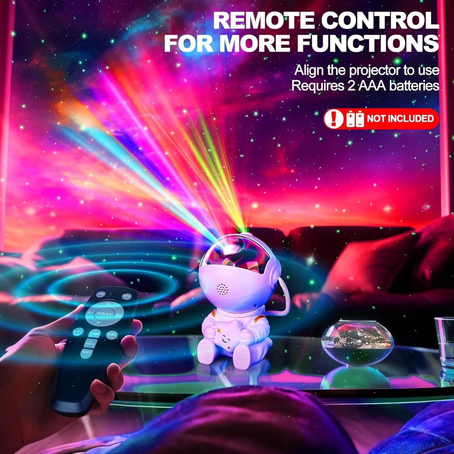 Astronaut Galaxy Star Projector Starry Night Light - Starry Nebula Ceiling Projection Lamp with 8 Modes, Remote 360° Adjustable