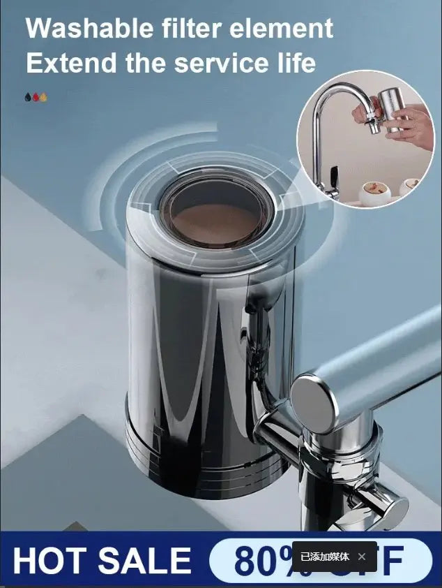 Installation-free Stainless Steel Household Faucet Water Purifier Composite Ceramic or Scale Inhibitor Filter for Kitchen Tap