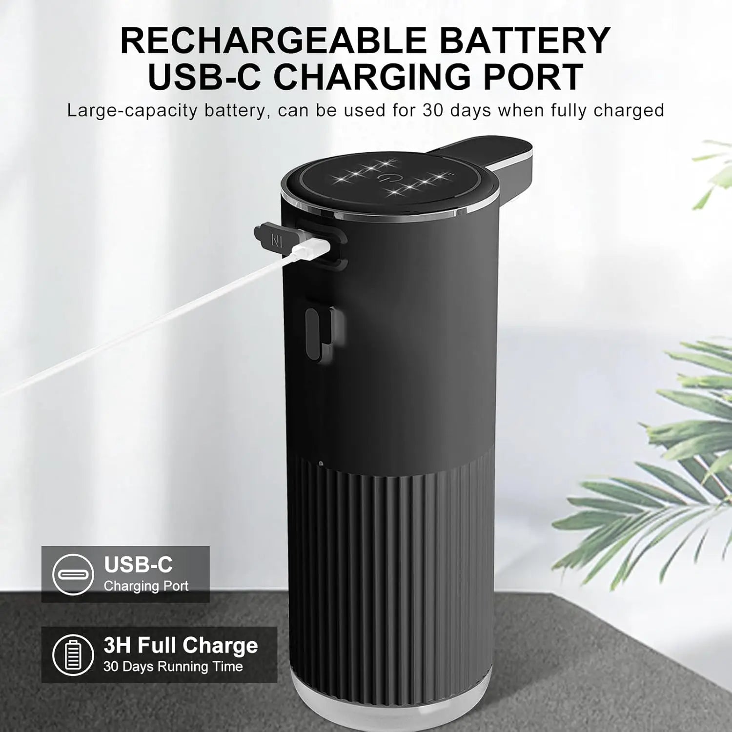 360ML Wall-Mounted IPX5 Waterproof 4-Levels Adjustable Rechargeable Electric Intelligent Automatic Sense Kitchen Soap Dispenser