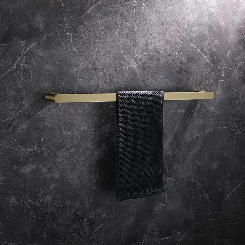 Bathroom Accessories Hardware Set Brushed Gold Robe Hook Towel Rail Bar Rack Toilet Brush Tissue Paper Holder Soap Dish Shelf