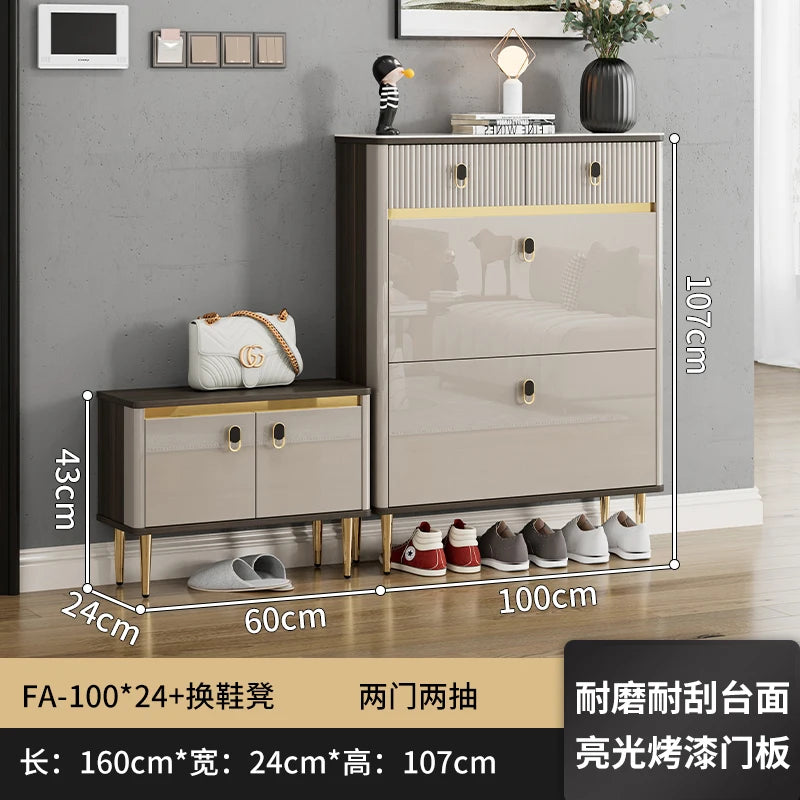 White Drawers Shelf Shoe Rack 3 Layers Narrow Save Space Shoe Cabinet Vertical Entrance Hall Meuble A Chaussures Home Furnitures