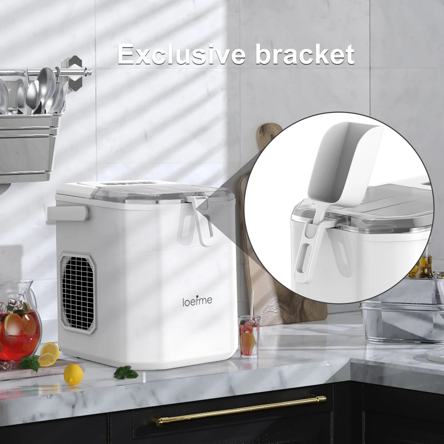Loefme Ice Maker Cubes Machine Small Automatic Cleaning Bullet Shaped Ice Makers Fast Ice Making For Households Caffee Camping