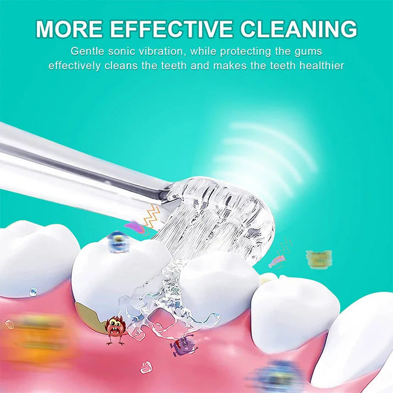 YUNCHi Kid Electric Toothbrush Battery Powered Children Sonic Toothbrush 2 Min Timer 30s Reminder IPX7 with Replacement Heads