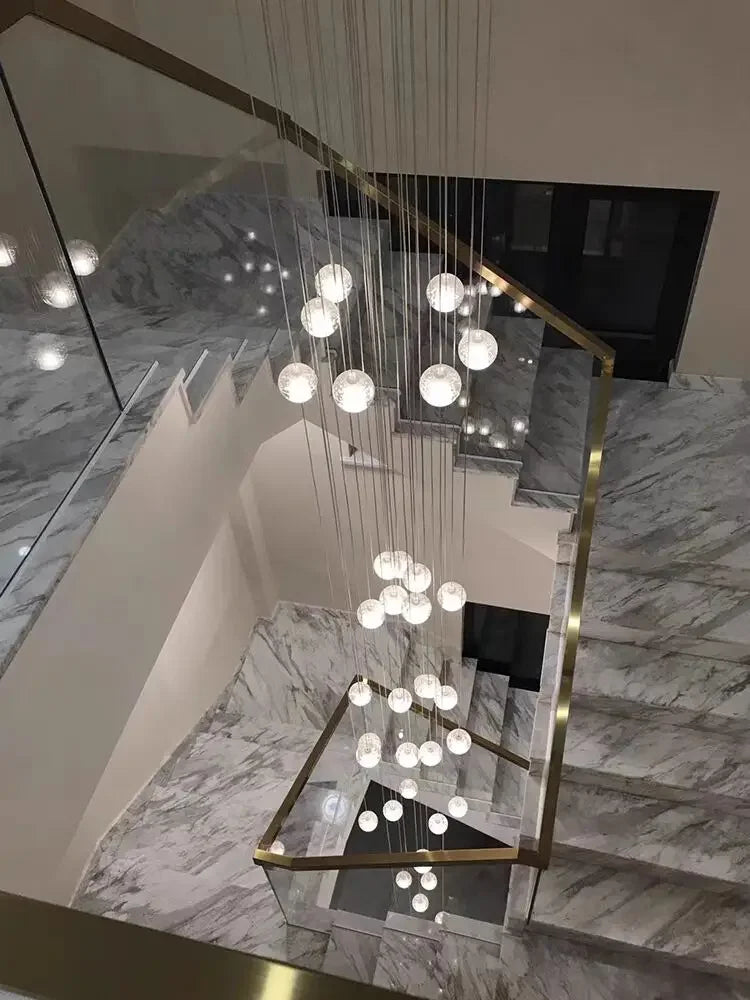 Spiral Staircase Living Room Chandeliers Crystal Ball Led Ceiling Light Lustre Living Dining Room Modern Home Decor Pendant Lamp