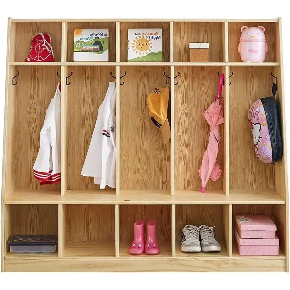 5-Section Classroom Coat Locker & Backpack Hanger, Daycare Cubby Coat Rack, Cubicle Coat Hanger, Mudroom Furniture wi