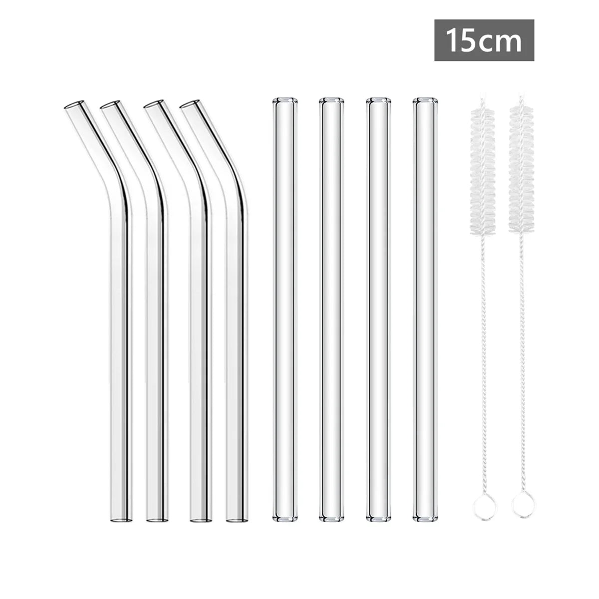 4/8pcs Reusable Glass Straws Eco-friendly Drinking Straws for Smoothies Milk Coffee Drinks Bar Accessories Short Cocktail Straws