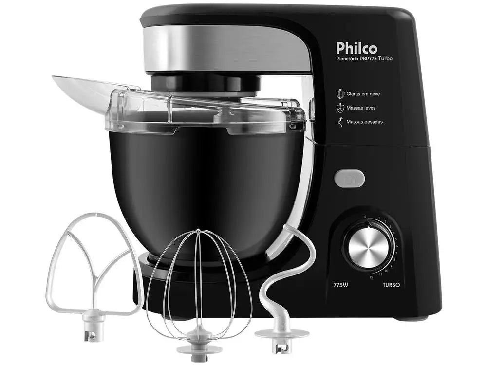 775W Black Philco Planetary Mixer 12 Speeds 4 Liters Turbo PBP775P - 110V