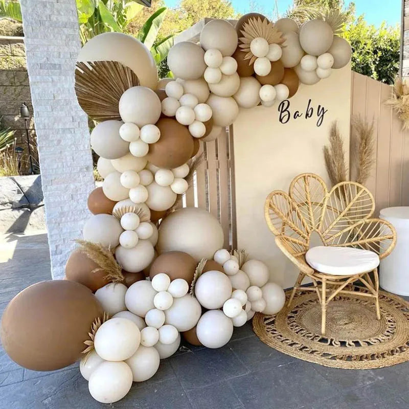 Sand White and Gold Balloon Garland Arch Kit for Bridal Wedding Engagement Baby Shower Latex Balloons Birthday Party Decorations