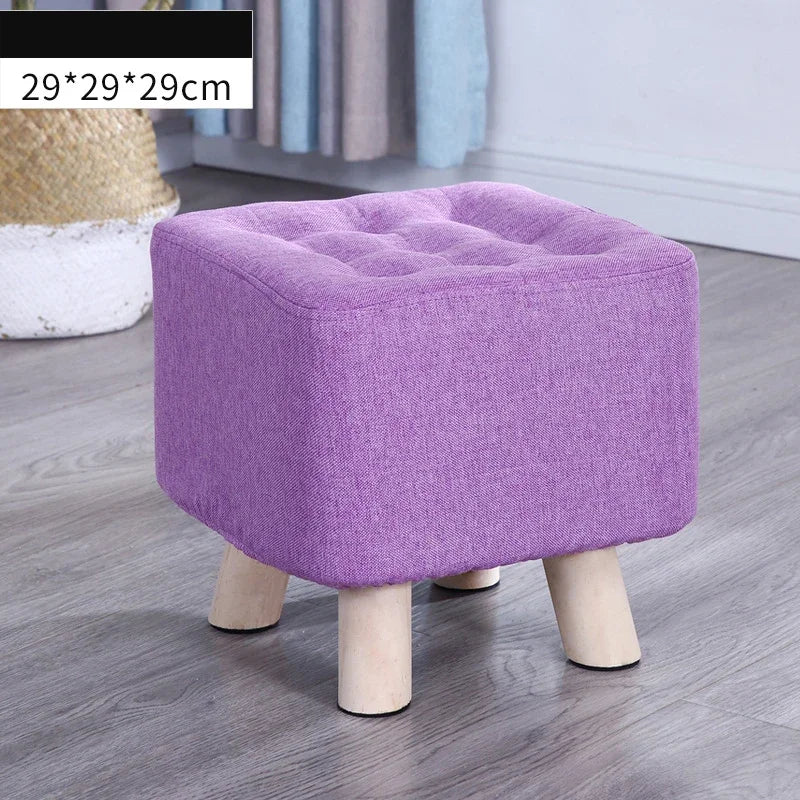 Elastic Foot Rest Stool Solid Wood Square Ottoman for Changing Shoes Small Sofa Bench Hallway Furniture Home Decoration