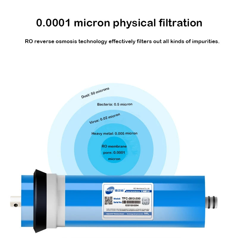 50G/75G/100G/150G Home Kitchen Reverse Osmosis RO Membrane Replacement Water System Filter Purifier Water Drinking Treatment
