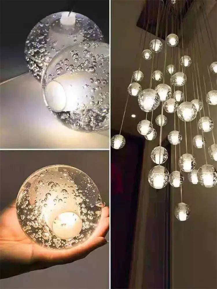 Spiral Staircase Living Room Chandeliers Crystal Ball Led Ceiling Light Lustre Living Dining Room Modern Home Decor Pendant Lamp