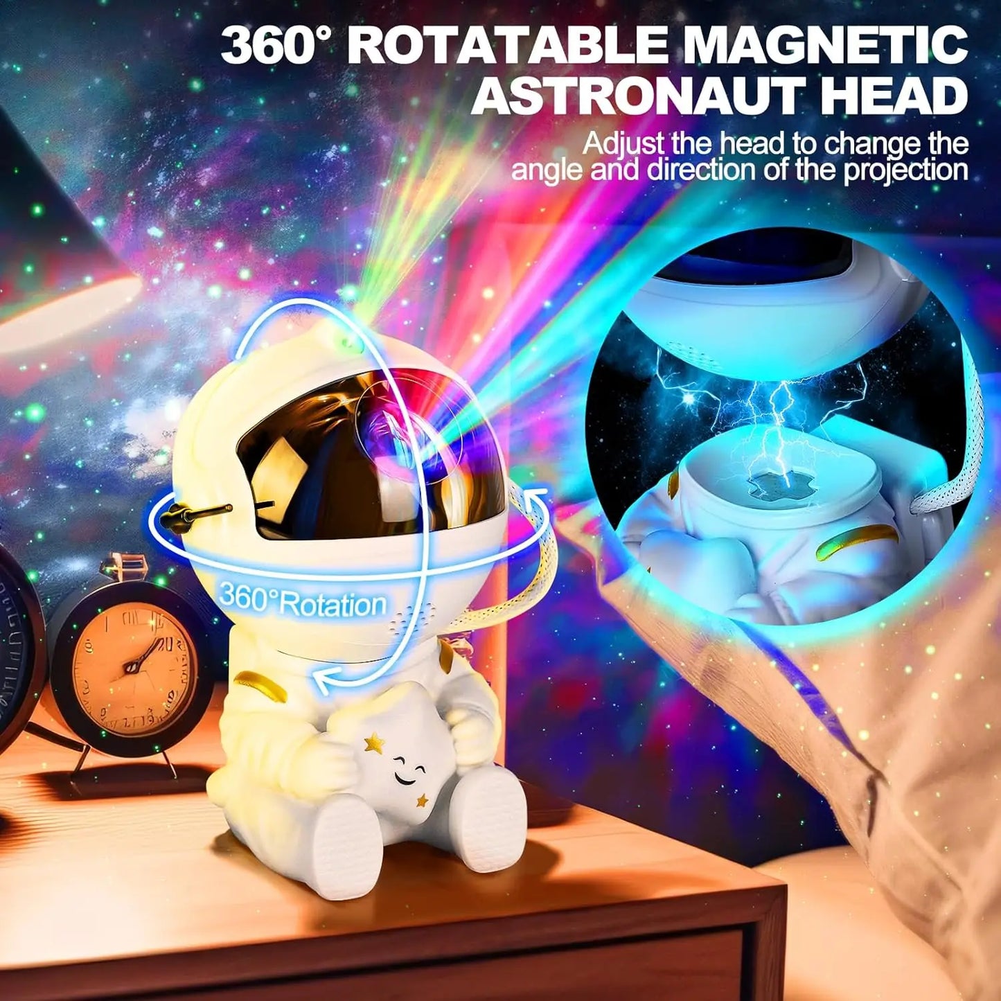 Astronaut Galaxy Star Projector Starry Night Light - Starry Nebula Ceiling Projection Lamp with 8 Modes, Remote 360° Adjustable