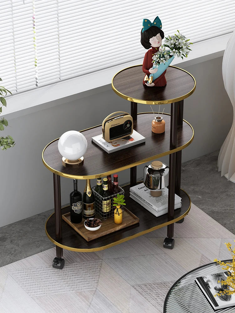 Sofa Side Table Modern Light Luxury Coffee Table Simple Solid Wood Furniture Living Room Storage Rack Corner Table Movable