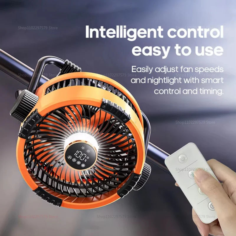 Upgraded 6-in-1 portable camping fan 20000mah rechargeable outdoor fan 4-speed air circulator for camping, hiking, beach picnics