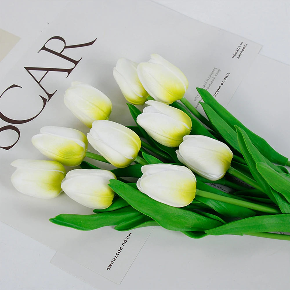 5 PCS Tulips Artificial Flowers Bunch Real Touch Tulip Flowers for Home Wedding Fake Flowers Bridal Bouquet Decoration