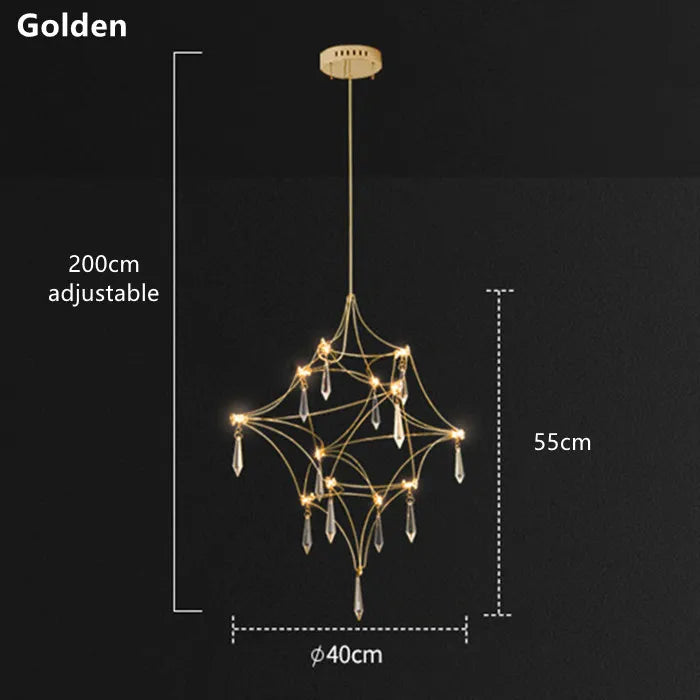 Mira Quasar Chandeliers Luxury Crystal Pendant lamp for Living Room Kitchen Villa Golden Lustre steel crystal Pendant light