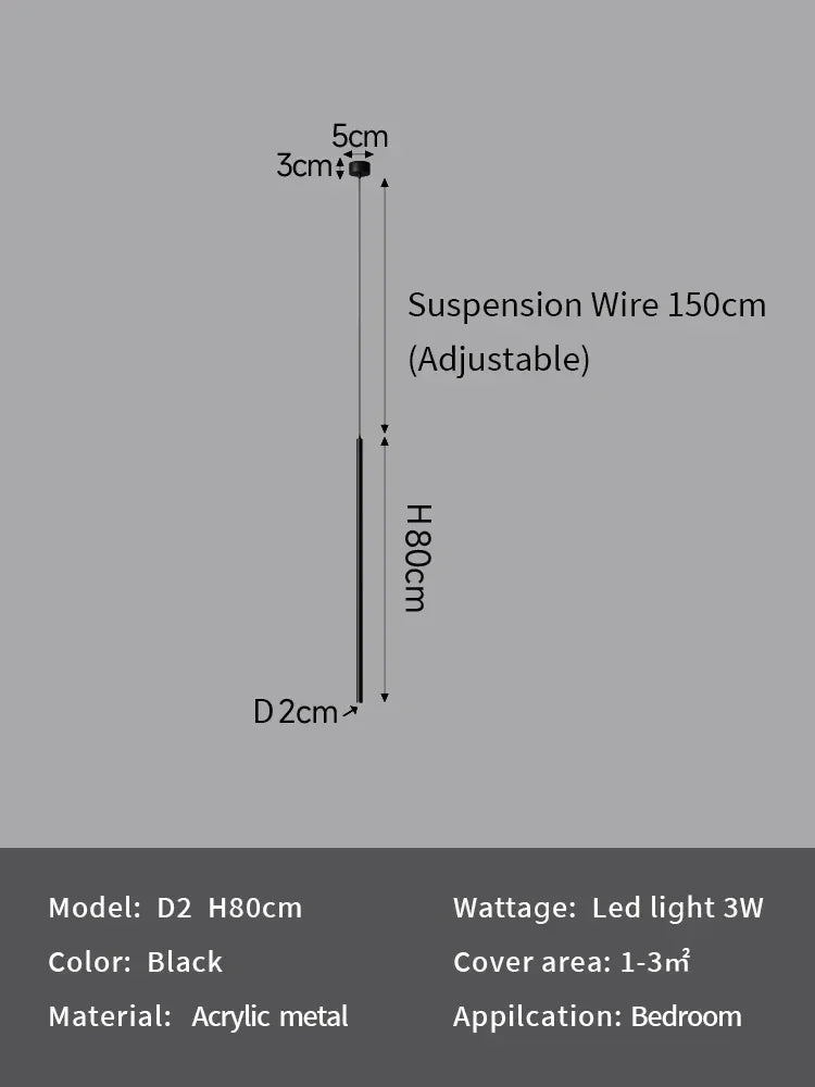 Modern Minimalist LED Longer Pendant Lights For Bedroom Bedside Reading Chandelier Lamps Living Room Bar Coffee Decor Fixtures