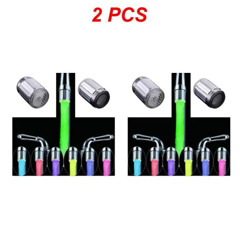 1~5PCS Luminous Light-up LED Water Faucet Shower Tap Basin Water Nozzle Bathroom Kitchen Heater Faucets thermostat Blue 3Color 7