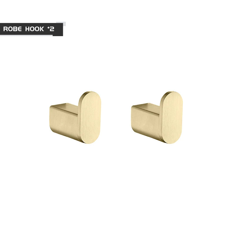 Bathroom Accessories Hardware Set Brushed Gold Robe Hook Towel Rail Bar Rack Toilet Brush Tissue Paper Holder Soap Dish Shelf