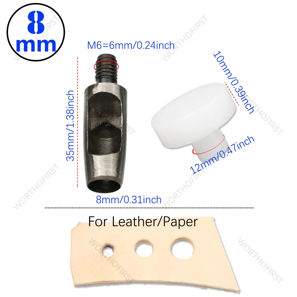 Leather Punching M6 Thread for Hand Press 4/5/6mm Spacing Hole Punching Leathercraft Belt DIY Handmade Accessories
