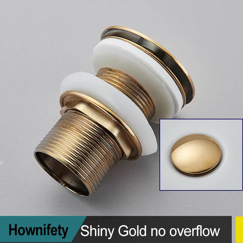 Brushed Gold Pop Up Drain Bathroom Sink Plug Drainer Black Chrome/Rose Gold/ Nickel/Gold Faucet Wash Accessories
