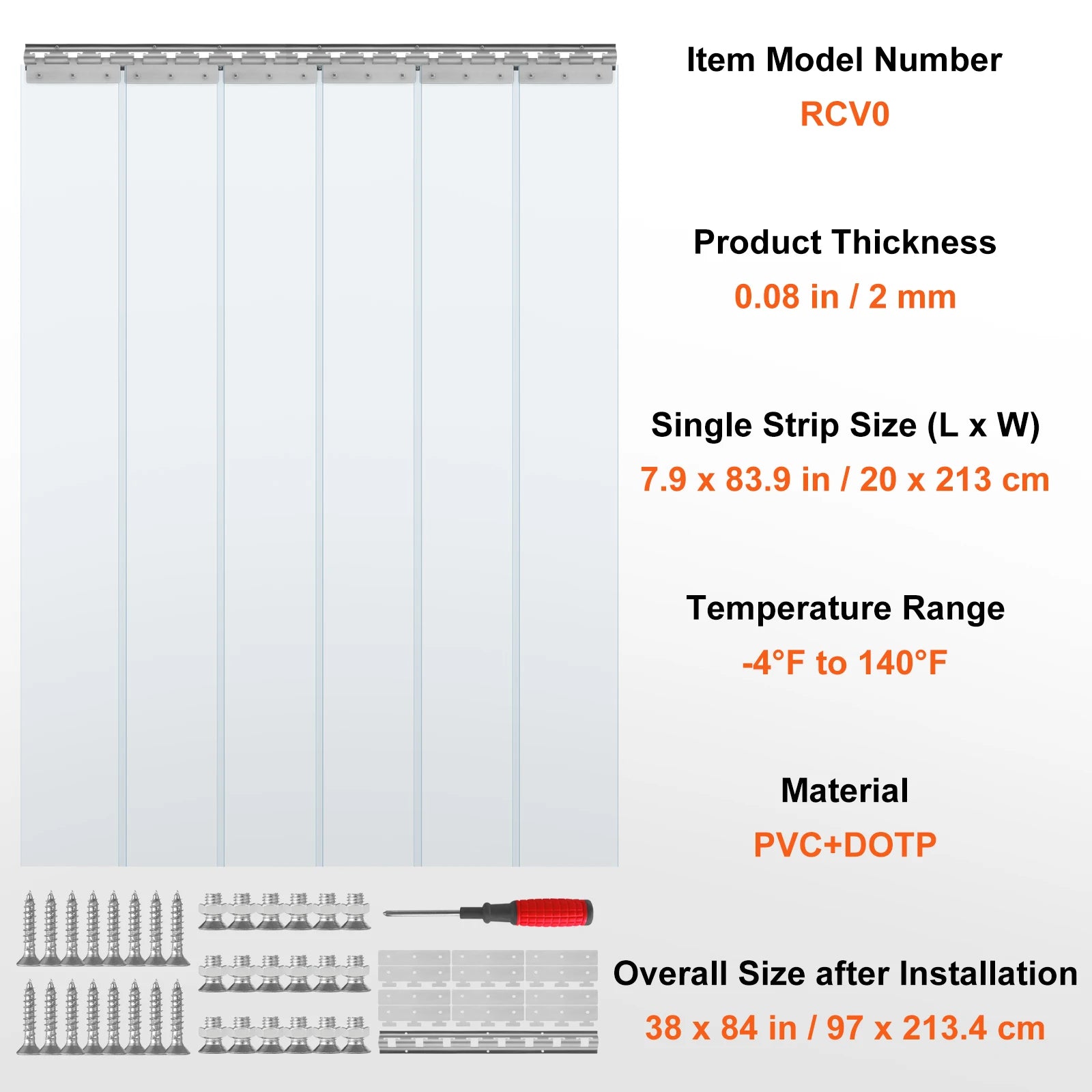 SucceBuy Clear Vision PVC Strip Door Curtain Windproof Sliding Window Installation Screens for Walk in Coolers Warehouse