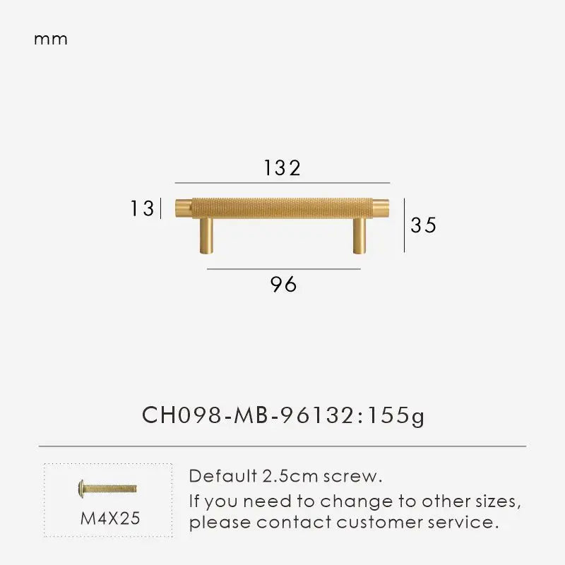 Nurlin Solid Brass Kitchen Furniture Handles Modern Knurled Patter Antique Matt Brass Black Color Cabinet Knobs T-Bar Pull