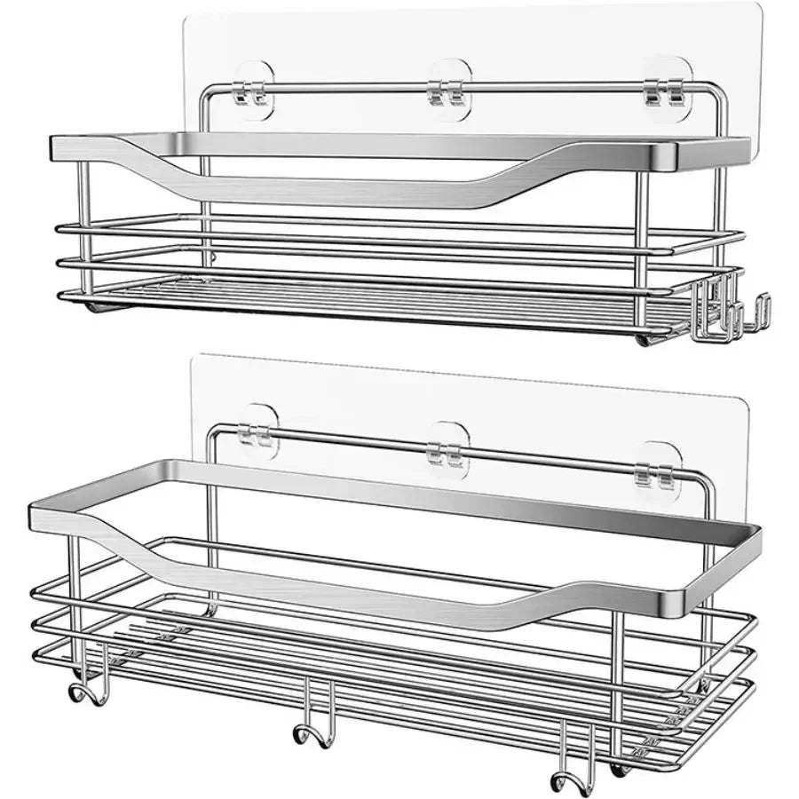 Bathroom Shower Organizer Shower Shelf Adhesive Stainless Steel Shelves Bathroom Storage No Drilling Wall Mounted Shower Rack