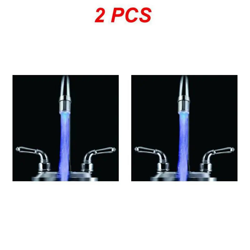 1~5PCS Luminous Light-up LED Water Faucet Shower Tap Basin Water Nozzle Bathroom Kitchen Heater Faucets thermostat Blue 3Color 7