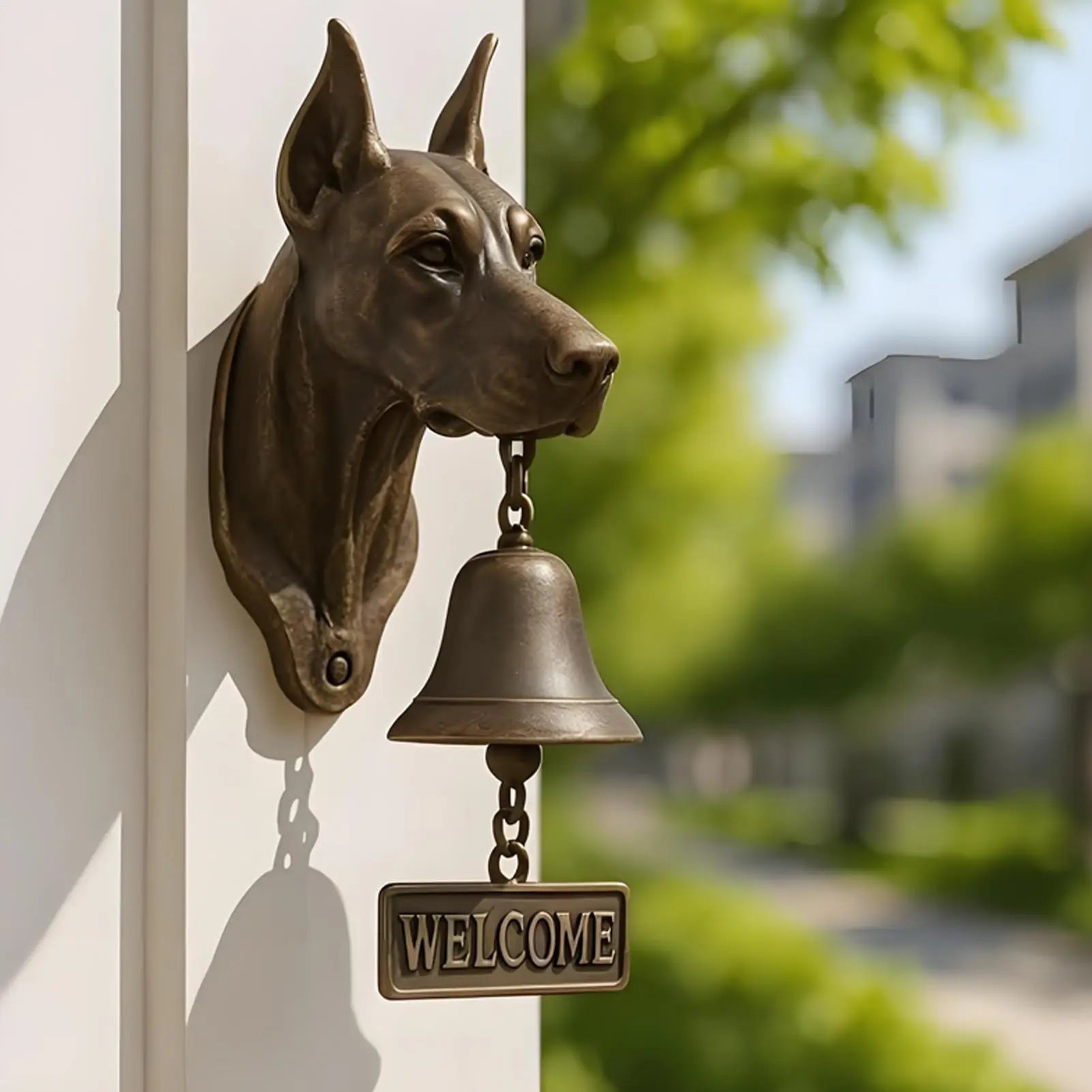 Dinner Bell Outdoor Dog Head Shape Welcome Doorbell Vintage Farmhouse Doorbell for Front Door Garden Sheds Cottage Retreats