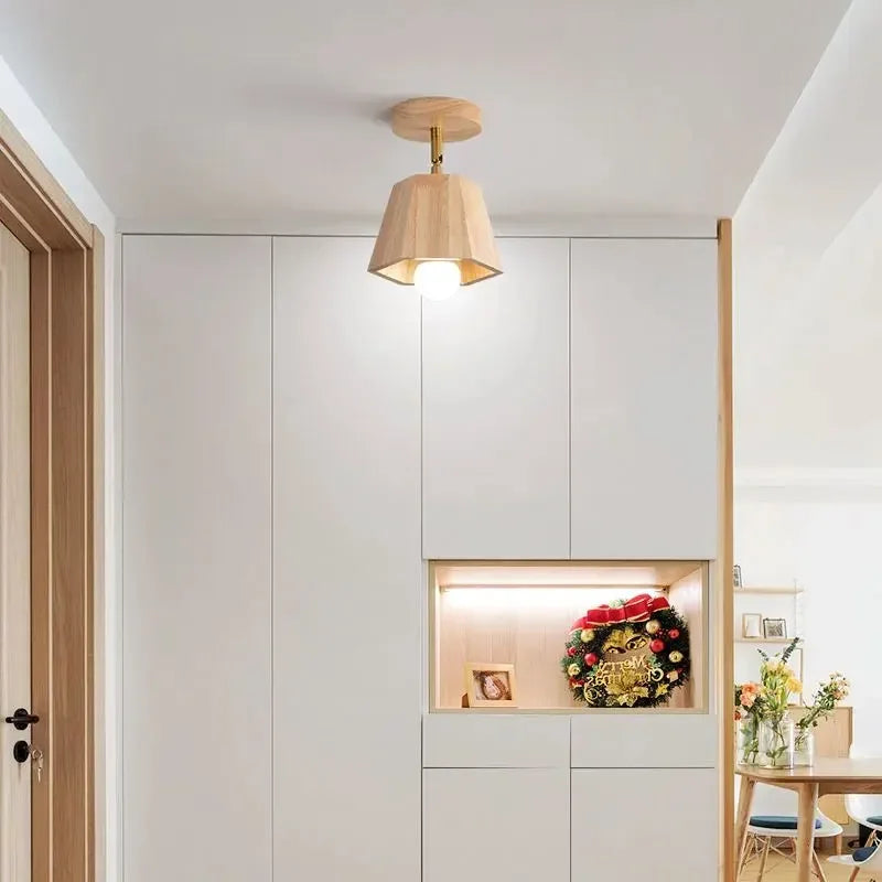 Wood Modern Led Ceiling Lamp For Aisle Bedroom Cloakroom Toilet Shop Corridor Track Light Fixture Long Chandelier With Spotlight