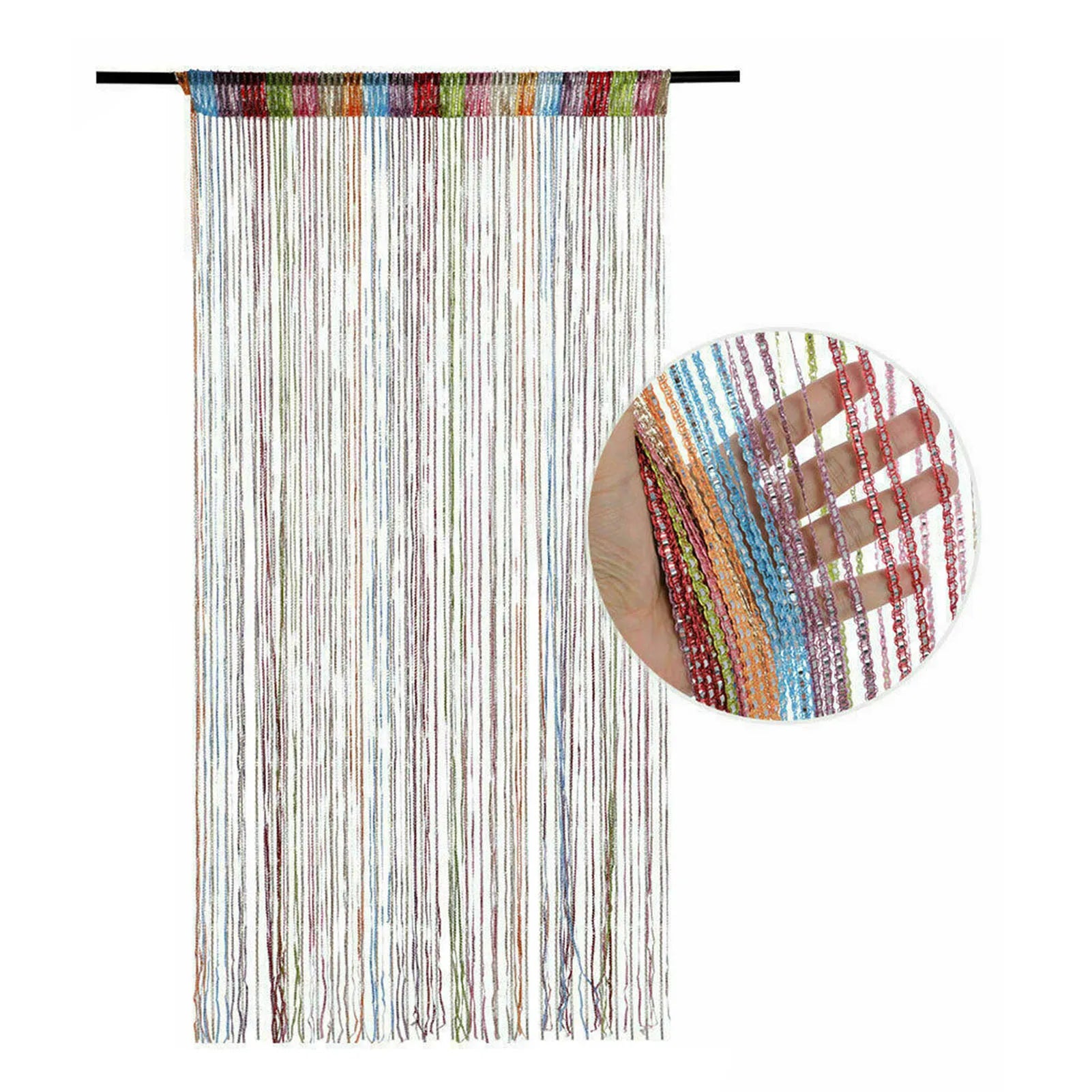 200X100Cm Living Room Multi-Color Tassels  Linear  Silk Thread Curtain Suitable for Privacy Screen Home Door Curtain Decoration