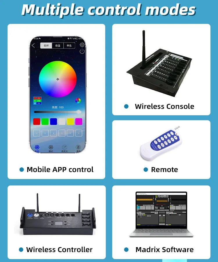 8pcs Waterproof IP65 360 Tube Pixel Uplight Battery Wireless LED Uplight DMX Wifi Control Double Pole Club Light for Party Event